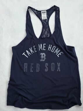 PINK Victoria’s Secret Boston Red Sox Lace Back Racerback Tank Top Small